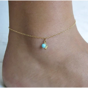 Simple And Exquisite Fashion Leaves Turquoise Anklet Jewelry