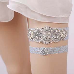 Handmade European And American Blue Diamond Lace Elastic Garter