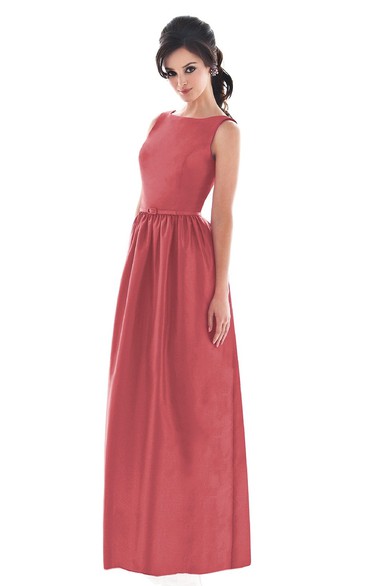 Satin Simple Sleeveless Gown With Zipper Back