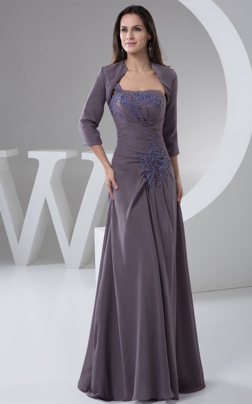 Strapless Sheath Chiffon Bolero and Dress With Lace