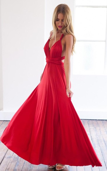 Sexy A-line Sleeveless Red Detached Prom Dress Floor-length