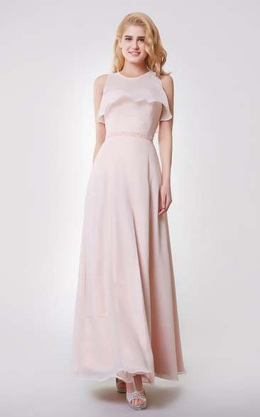 Strapless A-line Long Chiffon Dress With Removable Wrap