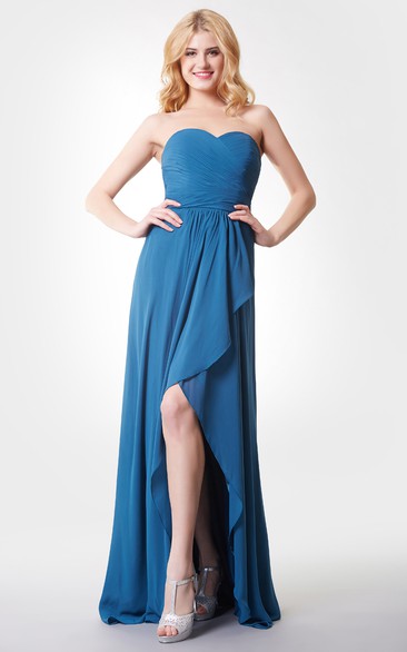 Sleeveless Backless Ruched High-low Chiffon Dress