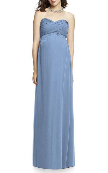 Maternity Sweetheart Criss-cross Empire Chiffon Dress