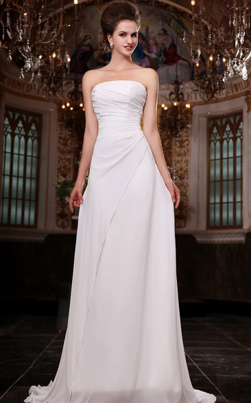 Fabulous Strapless Ruched Bust Side Dropping Chiffon