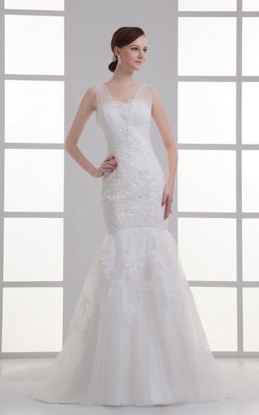 Elegant Satin Trumpet V Neck Most Wedding Dresses