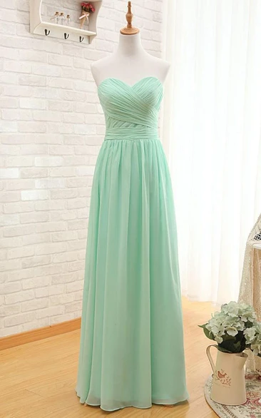 Sweetheart A-line Floor-length Ruched Chiffon Dress