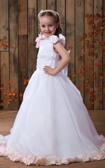 Adorable Appliqued A-Line Flower Girl Dress With Pleats