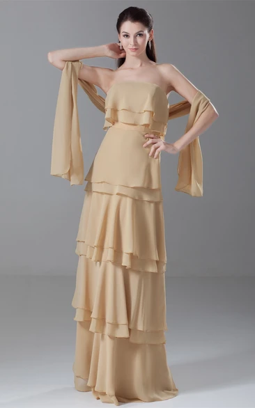 Amazing Strapless Maxi Sheath Chiffon Mother of the Bride Dresses
