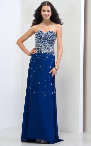 Sweetheart Beading Sequins Prom Dresss