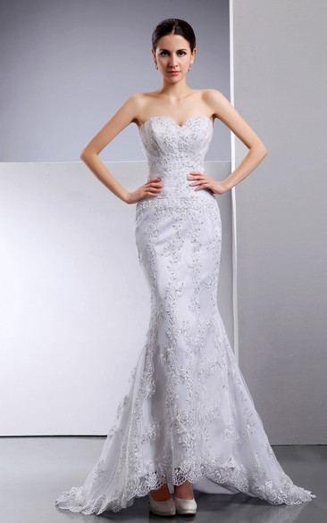 Exquisite Sweetheart Mermaid Beaded Dress With Lace