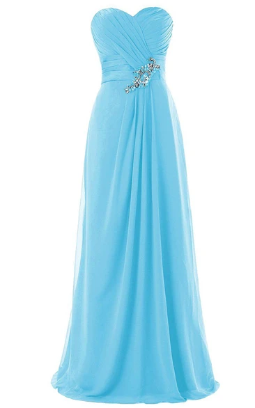 Amazing Sweetheart A-line Chiffon Gown With Beadings