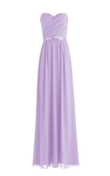 Strapless Sweetheart Sequined A-line Dress With Criss-cross