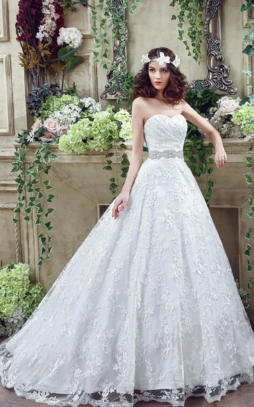 Modern Sweetheart Princess Wedding Dress Lace-up Beadings Bowknot