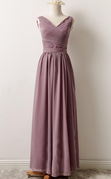 Short Long V-neck Chiffon Dress