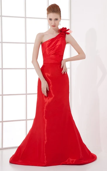Gorgeous Floral Taffeta Brush Train Special Occasion Dresses