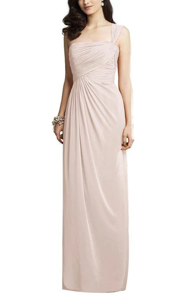 One Shoulder Ruched Chiffon Bridesmaid Dress