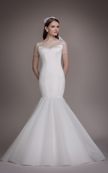 Impressive Mermaid/Trumpet Short Sleeve Bridal Gown With Cathedral Train