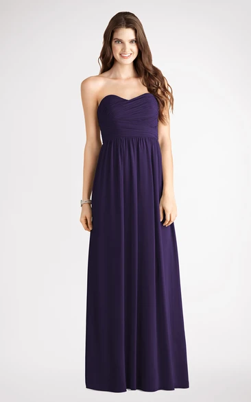 Sweetheart Long-Chiffon Dress With Ruching