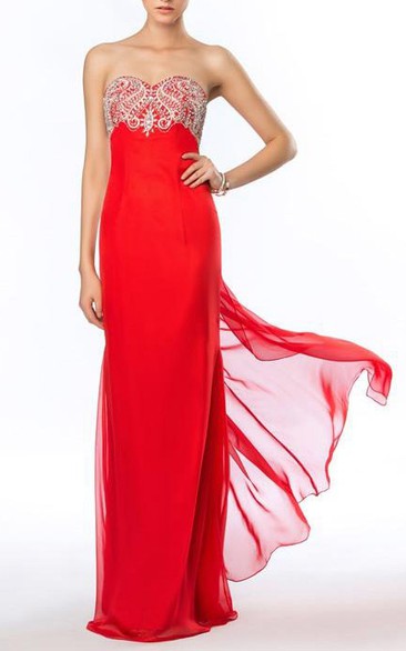 Exquisite Sweetheart A-Line Crystal Floor-Length Prom Dress