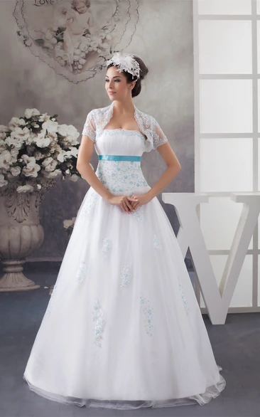 Sleeveless A-Line Tulle Bolero and Dress With Appliques