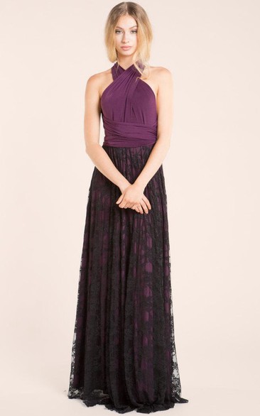 Long Purple Lace Aubergine Lace Long Purple Black Lace Aubergine Eggplant Lace Gown Black Lace Bridesmaid Dress