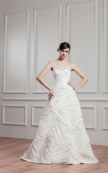 Sweetheart A-Line Ruched Gown With Stress