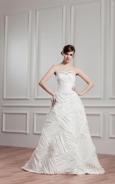 Sweetheart A-Line Ruched Gown With Stress