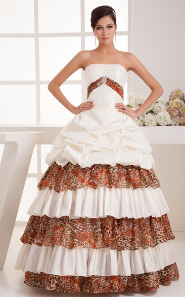 Strapless Pick-Up Leopard Lace and Gown With Tiers