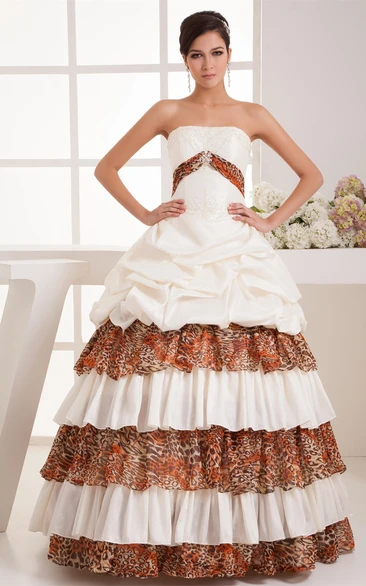 Strapless Pick-Up Leopard Lace and Gown With Tiers