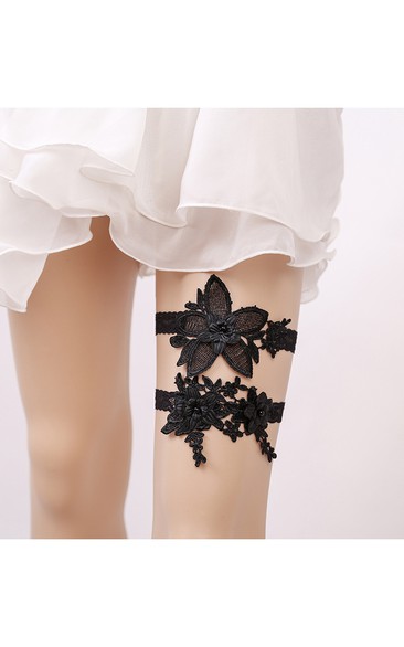 Hot Bridal Garter Black Lace Two Piece Elastic Garter Within 16-23inch