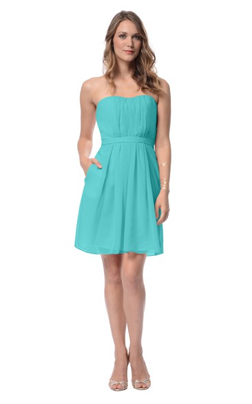 Strapless Sassy Short Dress With Keyhole Back