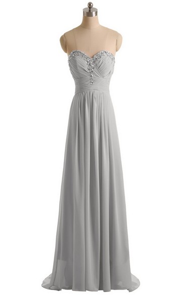 Sweetheart Empire Chiffon Dress With Sequined Bustline