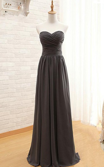 Sweetheart A-line Chiffon Dress with Ruched Bodice