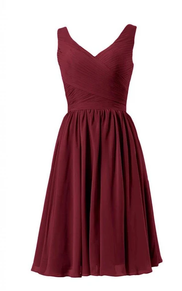 Sleeveless A-line Chiffon Dress With Pleats