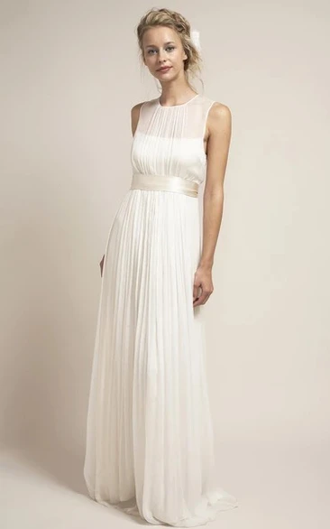 Ethereal Tulle Jewel-Neck Sleeveless Keyhole Wedding Dress