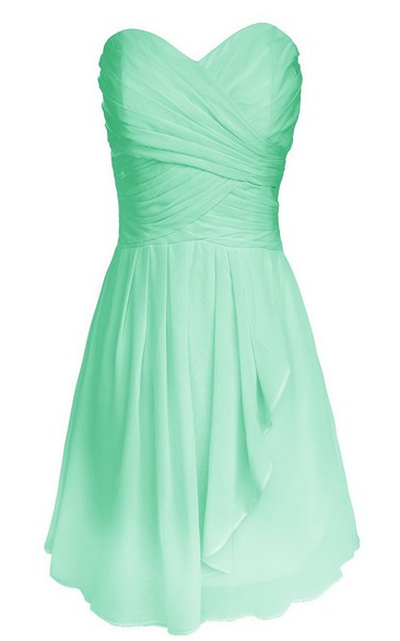 Sweetheart Criss-cross Chiffon A-line Dress With Drapping