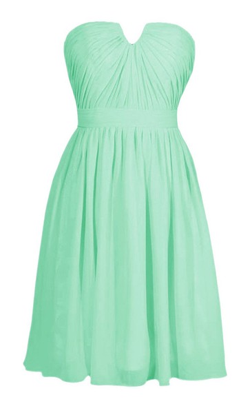 Strapless Notched Chiffon Short Dress With Band