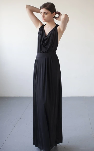 Beautiful A Line Floor-length V-neck Prom Jersey Dress