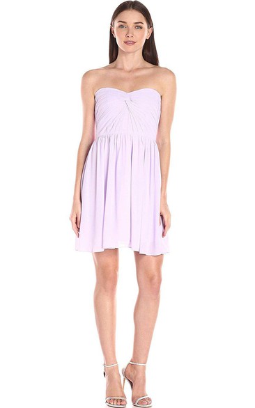 Sweetheart Short Mini A-line Chiffon Dress with Ruches