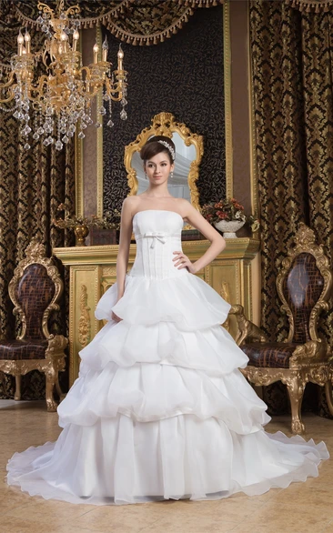 Sleeveless Tiered A-Line Pick-Up Design and Dress With Bow