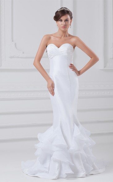 Brilliant Trumpet Sweetheart Sleeveless Organza Taffeta Wedding Dresses