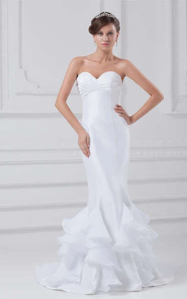 Brilliant Trumpet Sweetheart Sleeveless Organza Taffeta Wedding Dresses