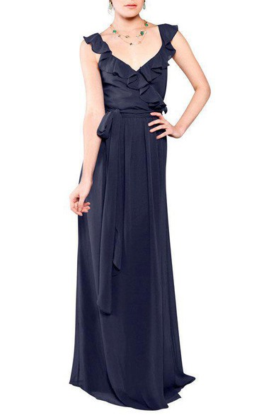 Falbala Chiffon Bridesmaid Dress with Sash