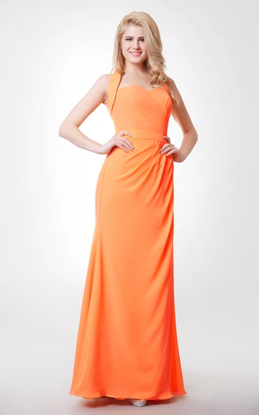 Sheath Chiffon Long Dress Back Crisscross Straps