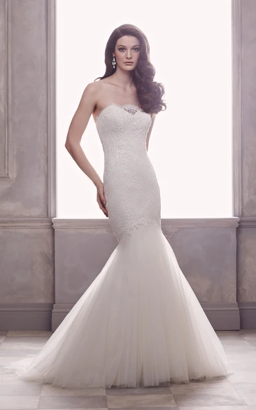 Strapless Mermaid Dress With Chapel Train And Low-V Back