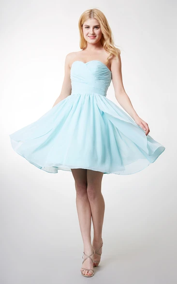 Dainty Bodice-ruched Layered A-line Chiffon Dress