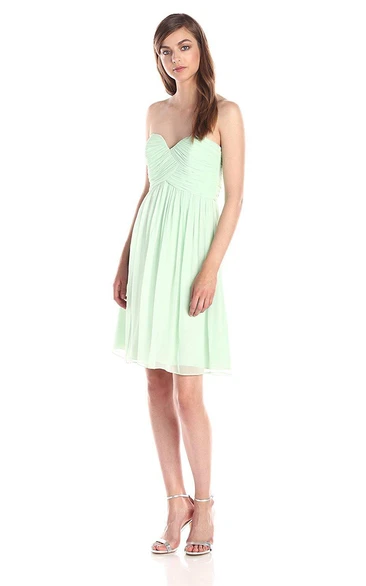 Sweetheart Mini Chiffon Dress with Ruching