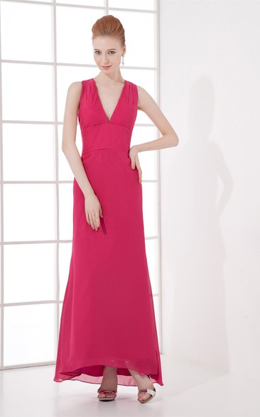 Chic Sheath Maxi Pleated V Neck Special Occasion Dresses