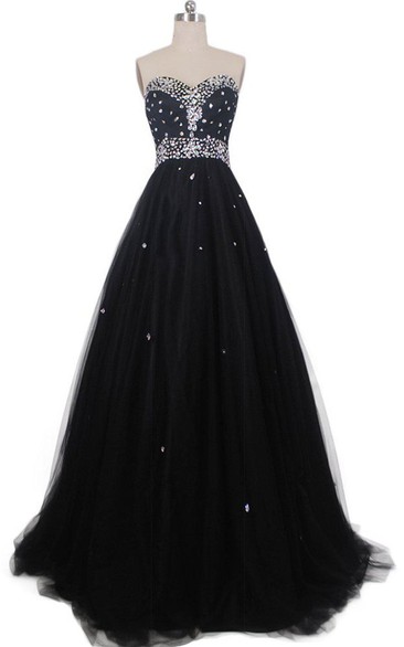 Sweetheart A-line Gown With Sequins and Pleats